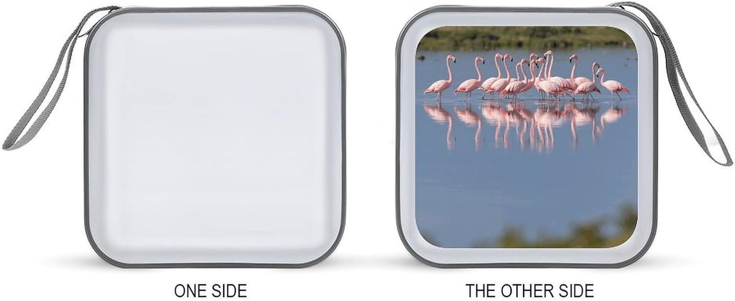 A Flock of Flamingos CD Case Portable Zipper CD Case 40 Capacity Hard Plastic DVD Cases Holder Large Storage Disc Wallet Bag for Car Home Travel DVD Collection Bag