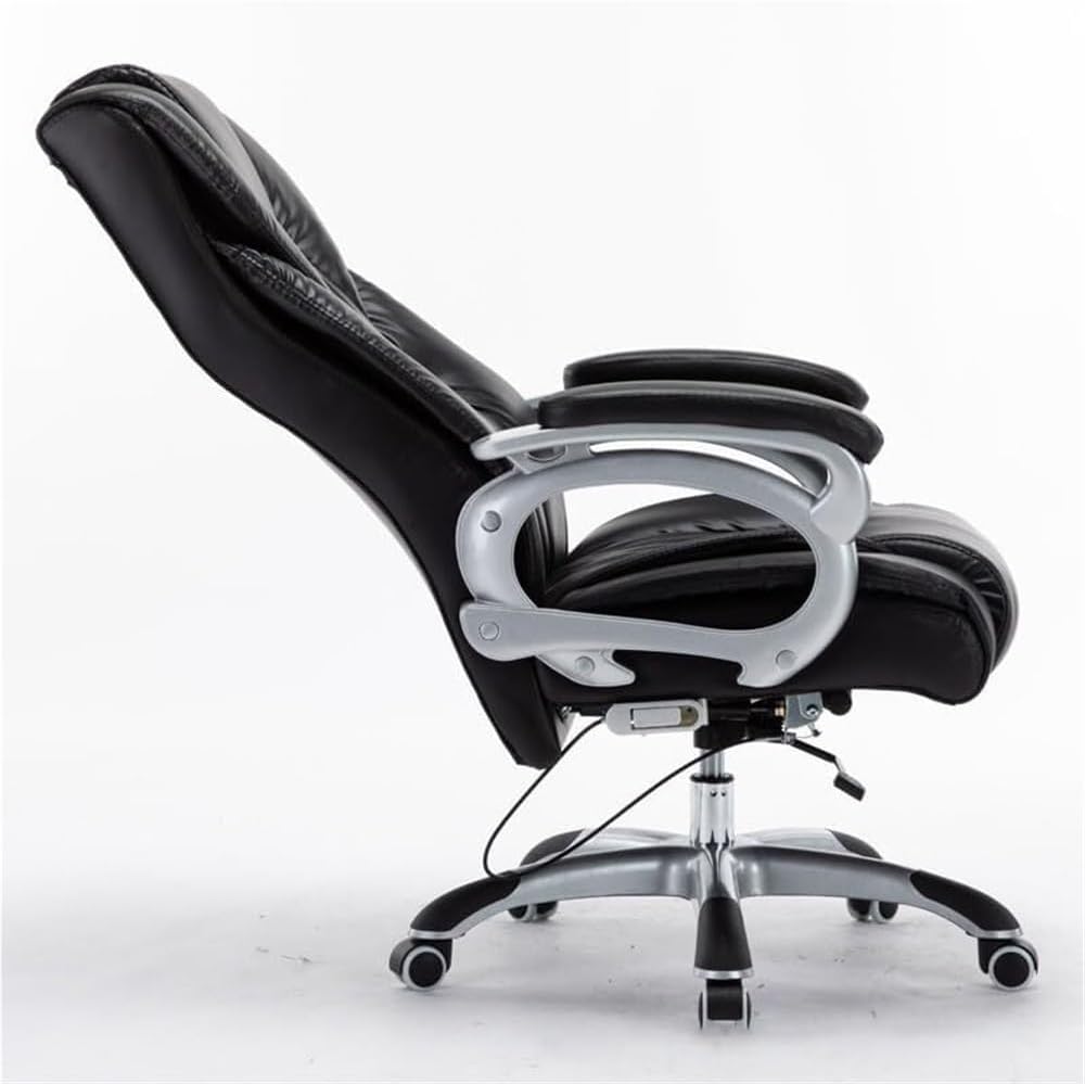Genuine Leather High Back Executive Reclining Office Chairs with Adjustable Armrests Universal Wheels Ergonomic Chair for Meeting Room Lunch Break Reading