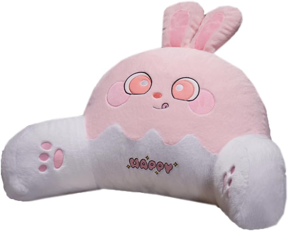 Tingting's Dream Cartoon Office Soft Lumbar Back Cushion Bed Rest Reading Pillow Plush Sofa Sitting Waist Pillows Sleeping Neck Cushions (Pink Rabbit, 60×40CM/23.6"×15.7")