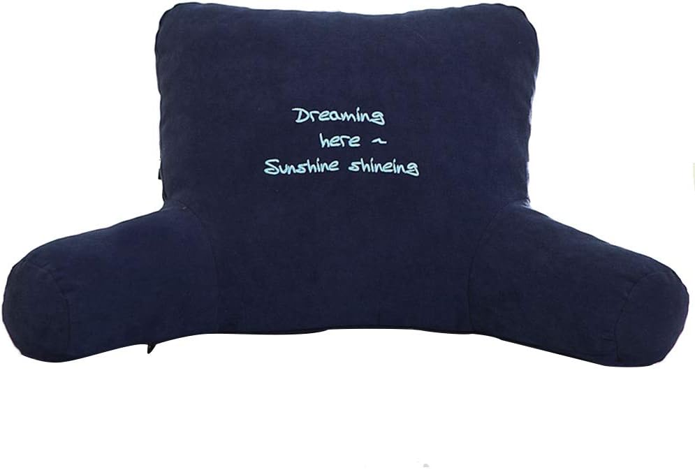 Bedrest Pillows with Arms for Reading in Bed Perfect Support Reading Relaxing Watching TV 5 Colors Optional (Colour: Purple Size: 63x40x22cm) (Dark Blue 63x40x22cm)