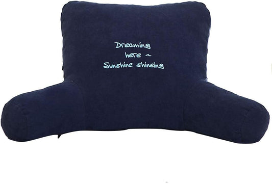 Bedrest Pillows with Arms for Reading in Bed Perfect Support Reading Relaxing Watching TV 5 Colors Optional (Colour: Purple Size: 63x40x22cm) (Dark Blue 63x40x22cm)