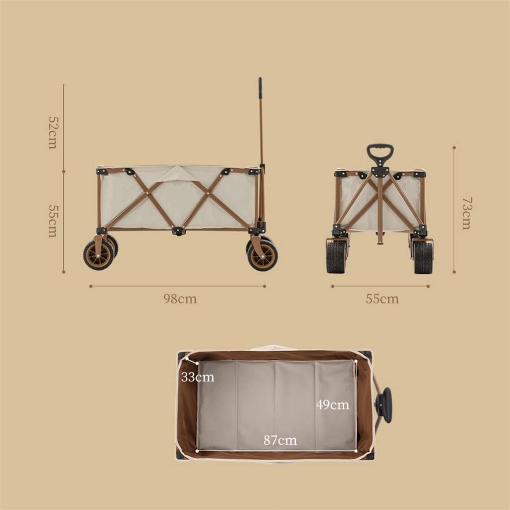 JSEIAJB Portable Detachable Folding Four-Way Wide Wheel Trolley Outdoor Campground Car Picnic Pull cart