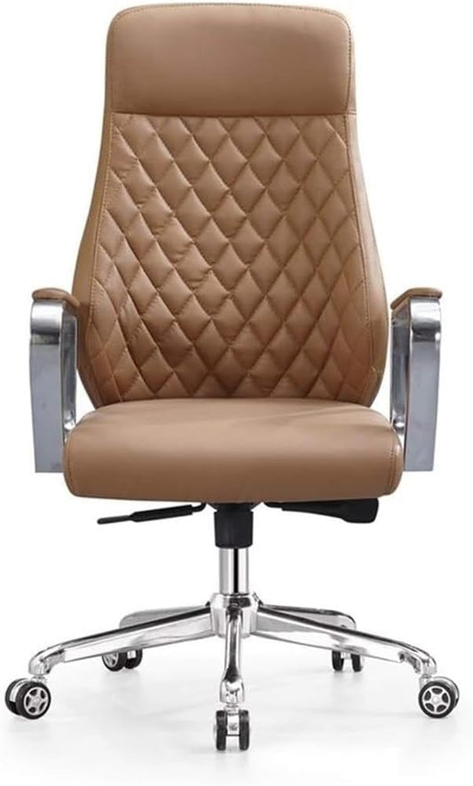 High Back Ergonomic Leather Office Chair with Elastic Lumbar Support Thick Seat Cushion Headrest Armrest Desk Chairs for Workspace Conference Room