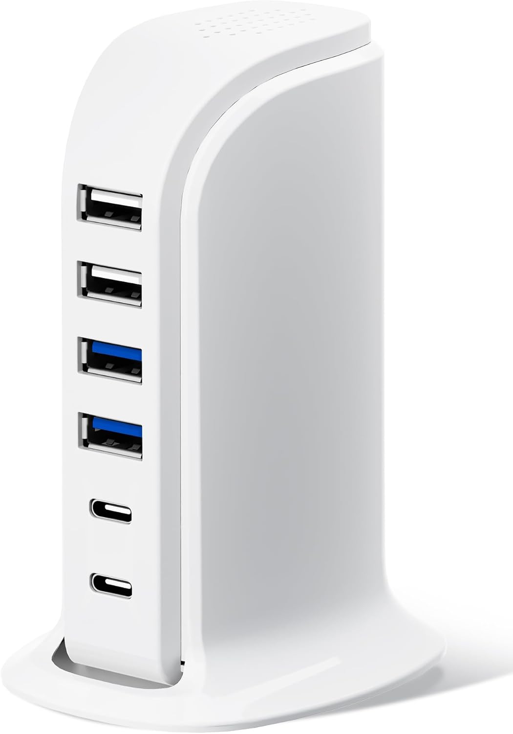 USB Charger, Charging Station for Multiple Devices 45W, Fast Charging Blocks with Dual Type C Ports, 4 USB Charging Hub Organizer Multiport for iPhone, Ipad, Smartphones, Travel Accessories