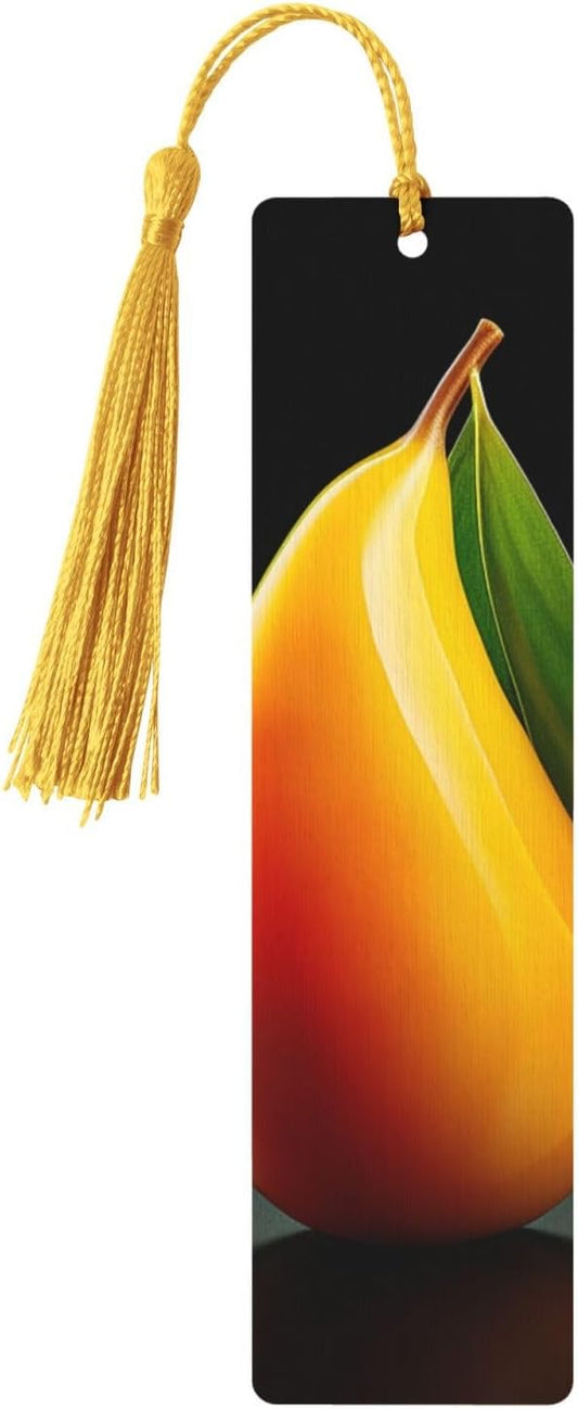 Mango Bookmarks Gifts for Women Men, Wooden Bookmarks for Book Lovers, Vintage Book Marks Ornaments with Tassel, Unique Personalized Reading Page Markers Gold