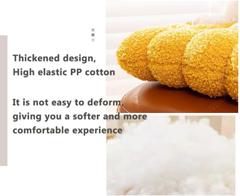 Plush Biscuit Shape Floor Pillow Meditation Cushions for Adults Kids, Soft Lambs Wool Thick Pillow Chair Pads Square Comfort Seat cushion for Yoga Living Room Tatami (Yellow, 50x60cm/19.6x23.6in)