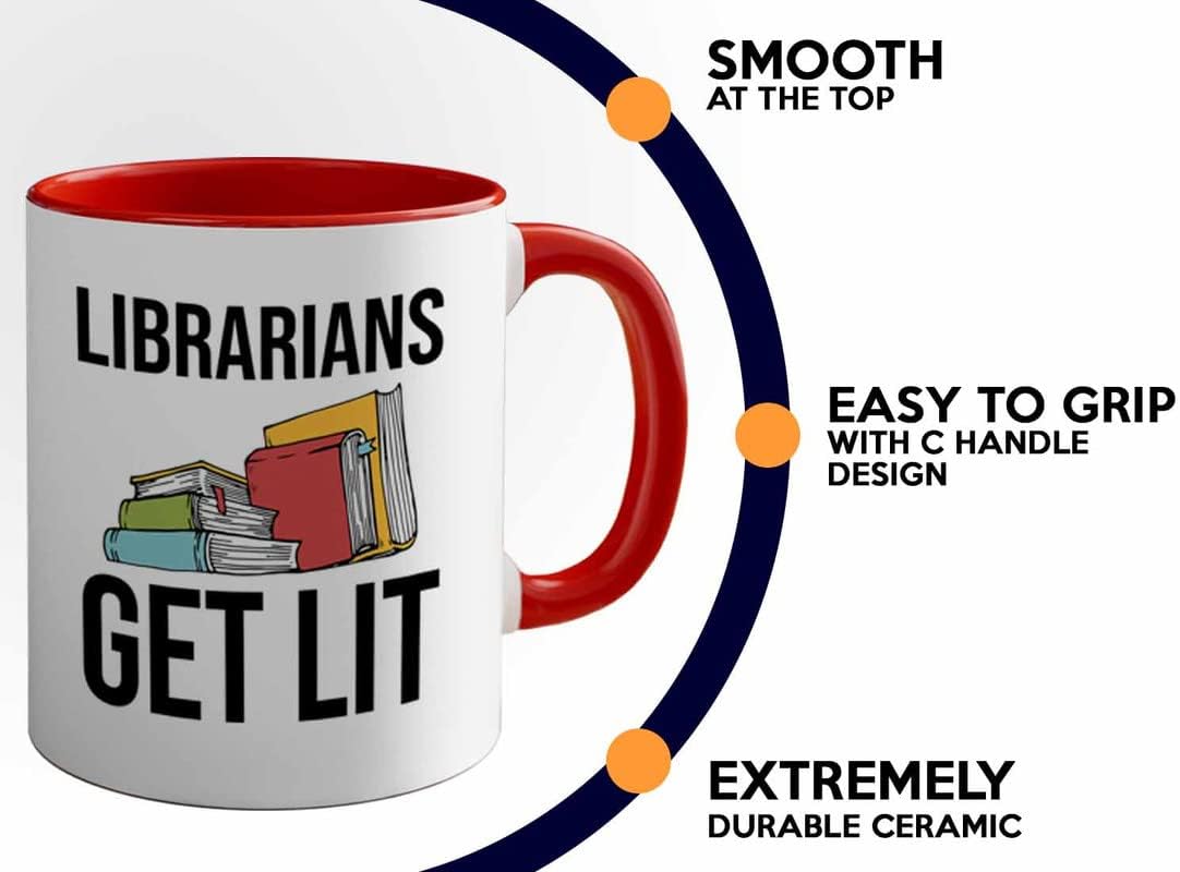 Book Lover 2Tone Red Mug 11oz - Librarians get lit - Gifts for Book Club Readers Book Nerd Librarians Book Worm Bookish