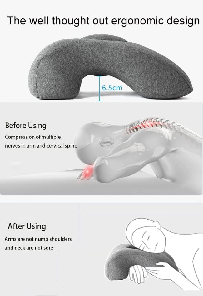 Fcare Desk Pillow for Napping, Travel Neck Pillow Memory Foam Wedge for Sleeping, Slow Rebound Back Pillow (Slightly Hard) for Slender Ladies & Teenagers, Comfortable Washable Velvet Cover