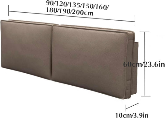 Large Bed Pillowboard Wall Mounted Headboard,Backrest Wedge Lumbar Support Cushion,Rectangle Pillow Removable Sofa Bed Bunk Bed Tatami Headboard(Size:190cm/75in,Color:Khaki)