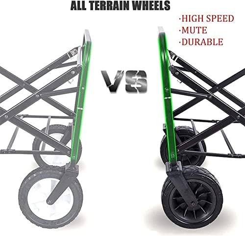 Portable Camping Cart,Coapsible Folding Outdoor Utility Wagon Heavy Duty Garden Portable Hand Cart with Big Wheels Adjustable Handle for ping Camping Beach Picnic