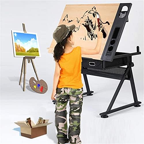 Drawing Tilting Tablet,Drafting Desk, Height Adjustable Drafting Desk Tiltable Tabletop Drawing Table, with 2 Storage Drawers Art Writing Reading Workstation,Natural