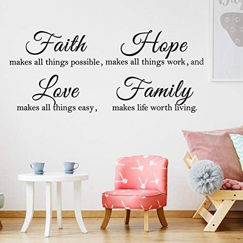 Zonon Vinyl Wall Quote Stickers Love Faith Hope Family Inspirational Stickers Motivational Wall Decals Bible Verse Butterfly Sayings for Home Room School Decorations(Classic Color)