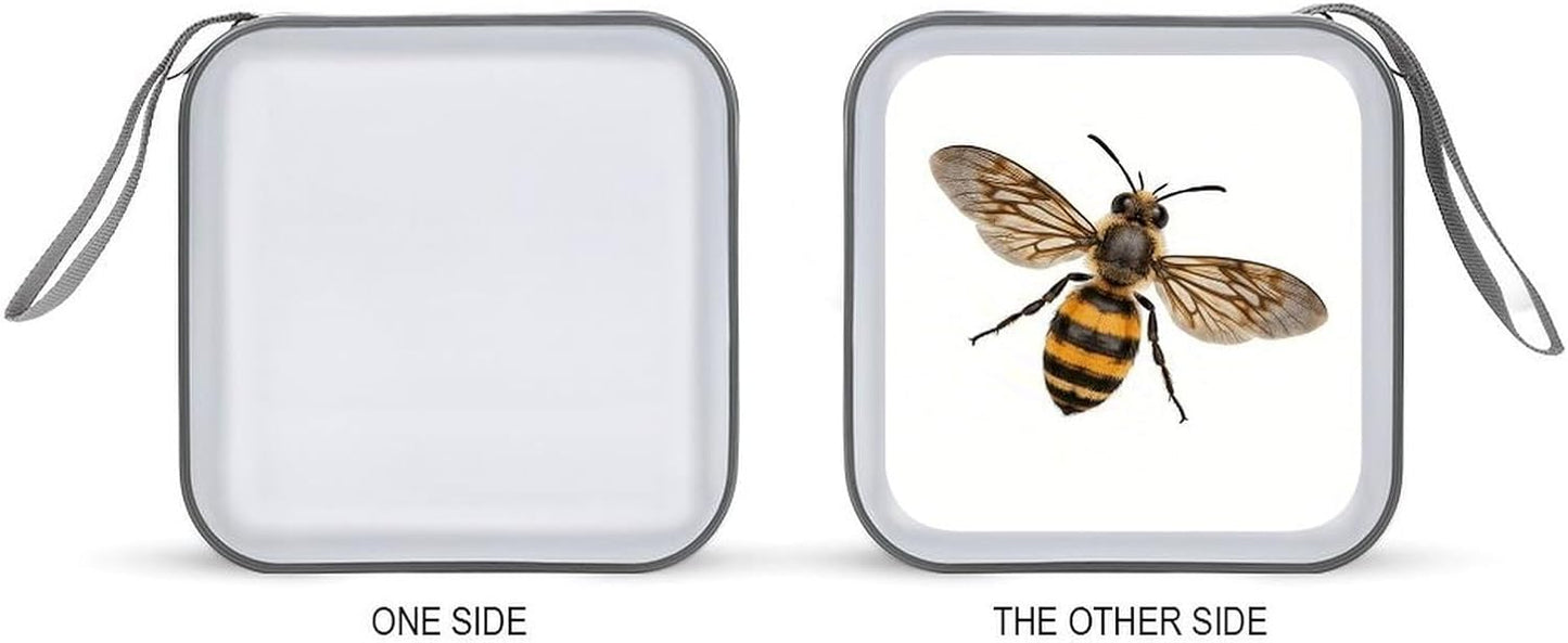 Bee CD Case Portable Zipper CD Case 40 Capacity Hard Plastic DVD Cases Holder Large Storage Disc Wallet Bag for Car Home Travel DVD Collection Bag