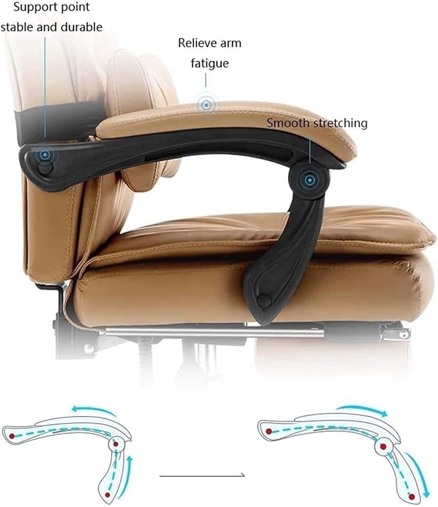 Ergonomic Height Adjustable Leather Swivel Chairs Armrest Computer Desk Task Office Chair for Business Meeting Room Lunch Break Reading