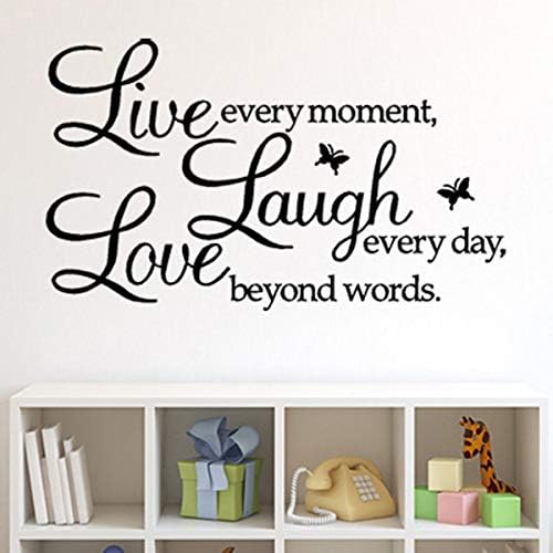 Rertcioph Live Every Moment,Laugh Every Day,Love Beyond Words,Wall Sticker Motivational Wall Decals,Family Inspirational Wall Stickers Quotes