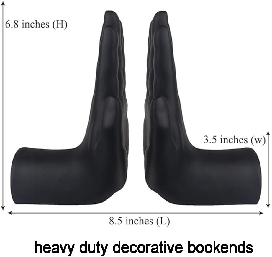 Decorative Bookends Praying Hands Book Ends for Shelves, Black Modern Bookend Heavy Duty Book Ends Stopper Holders for Shelves Office Home Living Room, Resin, 8.5" x 6.8"