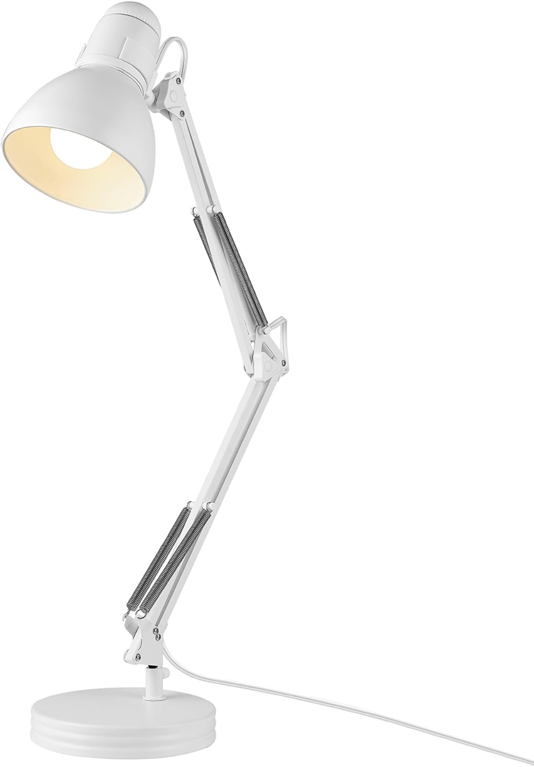 Globe Electric 52024 71.1cm(28인치) 스윙 암 건축가 책상 램프, 매트 화이트, 그늘의 회전 스위치, 부분적으로 조절 가능한 암, 침실 또는 사무실을 위한 현대적인 조명, 유행을 타지 않는 실내 조명
