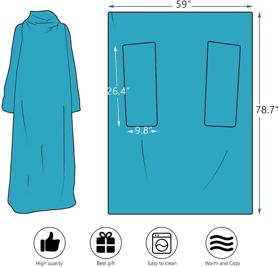 Premium Fleece Wearable Blanket with Sleeves,Lightweight Wearable TV Throws for Indoor Living