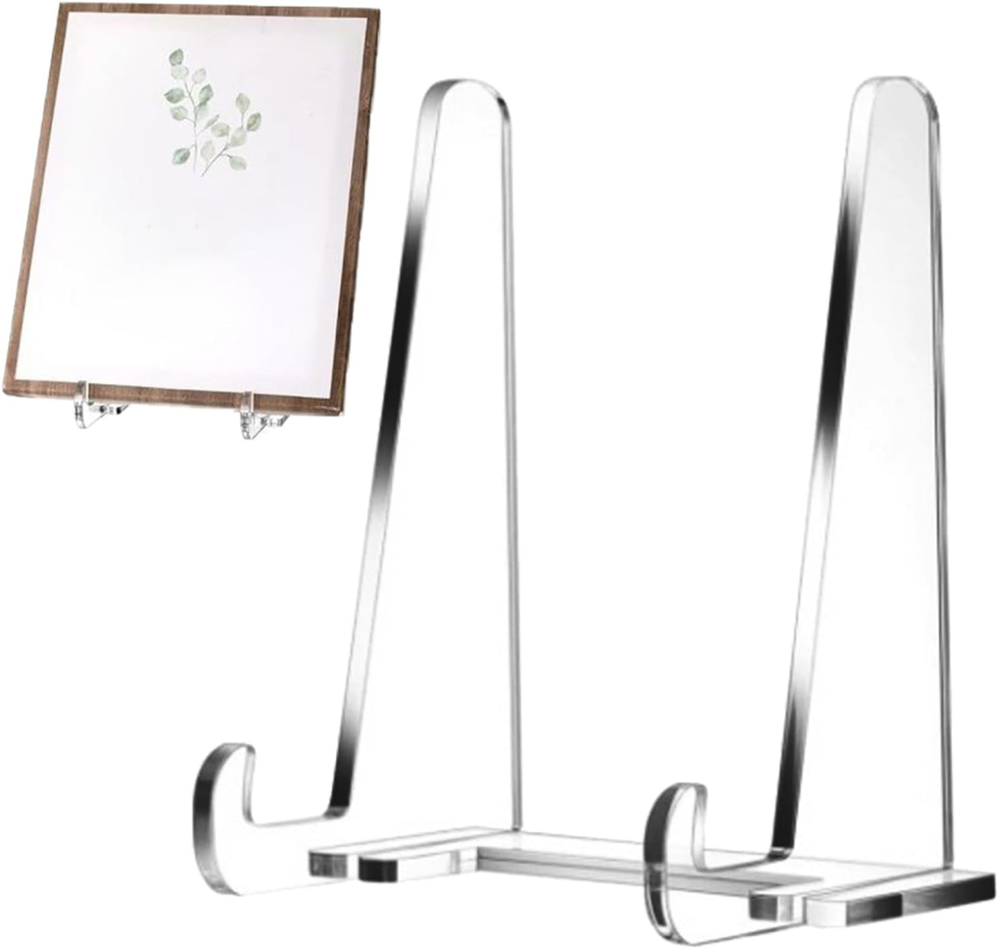 Clear Easel Stand - Acrylic Tabletop Book Holder, Frame and Picture Bracket, Decorative Plate Platter Display, Sturdy Home Kitchen School Organizer, Premium Display Stand for Art & Decor 12x10.5x15cm