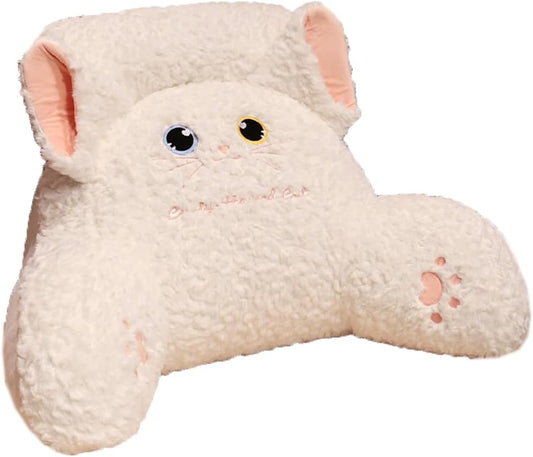 Tingting's Dream Office Chair Lumbar Back Cushion Soft Cartoon Lumbar Support Pillows Sofa Bed Rest Reading Pillow Cute Waist Cushions (White, 60×40CM/23.6"×15.7")