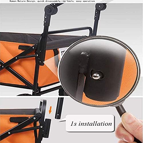 Portable Camping Cart,Shopping Cart Garden Trolley Beach Wagon Trolley Offroad Folding Utility Coaster Wagon Hand Cart,Orange