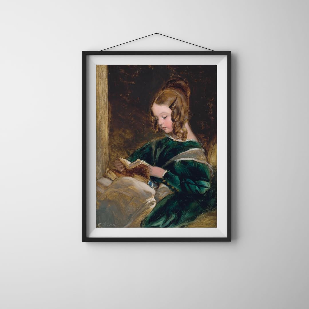 Girl Reading a Book Rachel Russell 1835 by Sr. E. Landseer London, United Kingdom Artist 12"X16" Image Size on Matte Paper Fine Art Print Poster Shipped Rolled-up