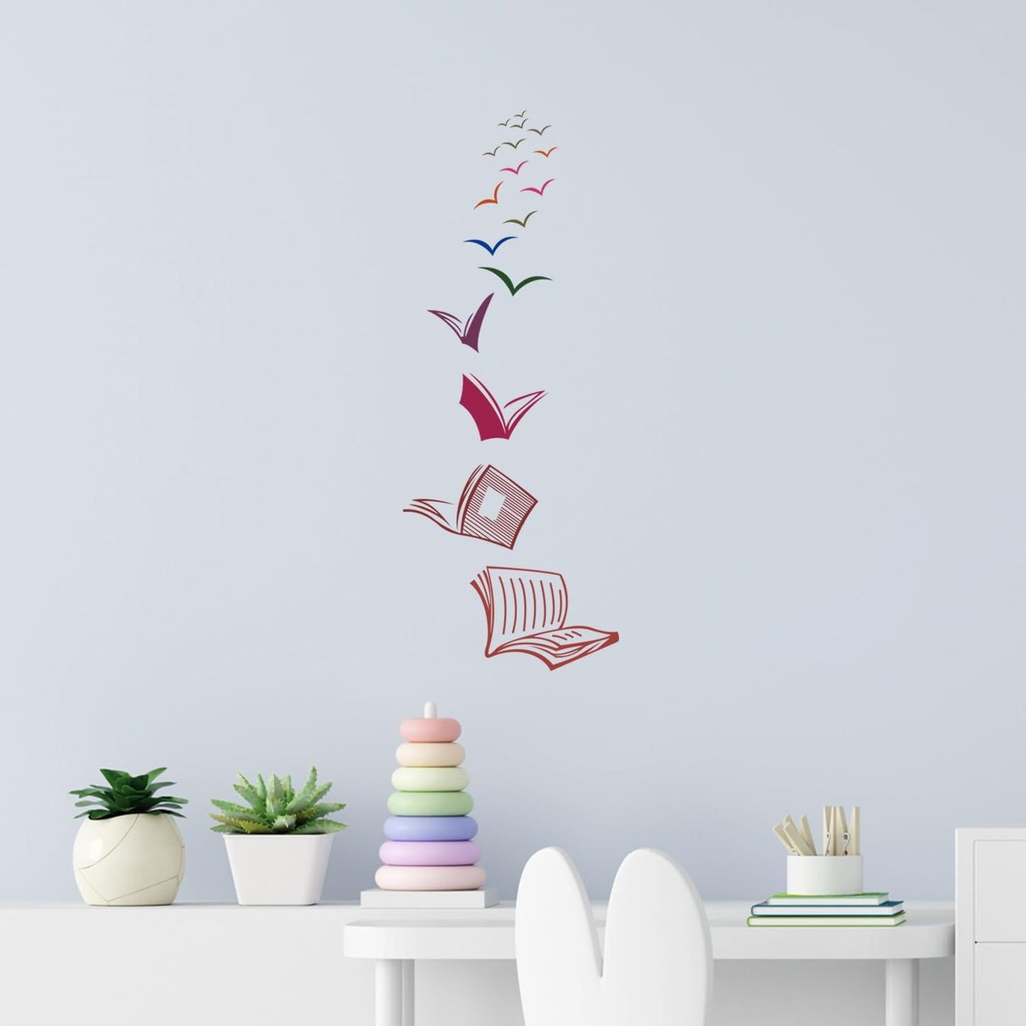 ADECALS Open Book Wall Sticker Colorful Reading Book Wall Art Reading Corner Classroom Decoration