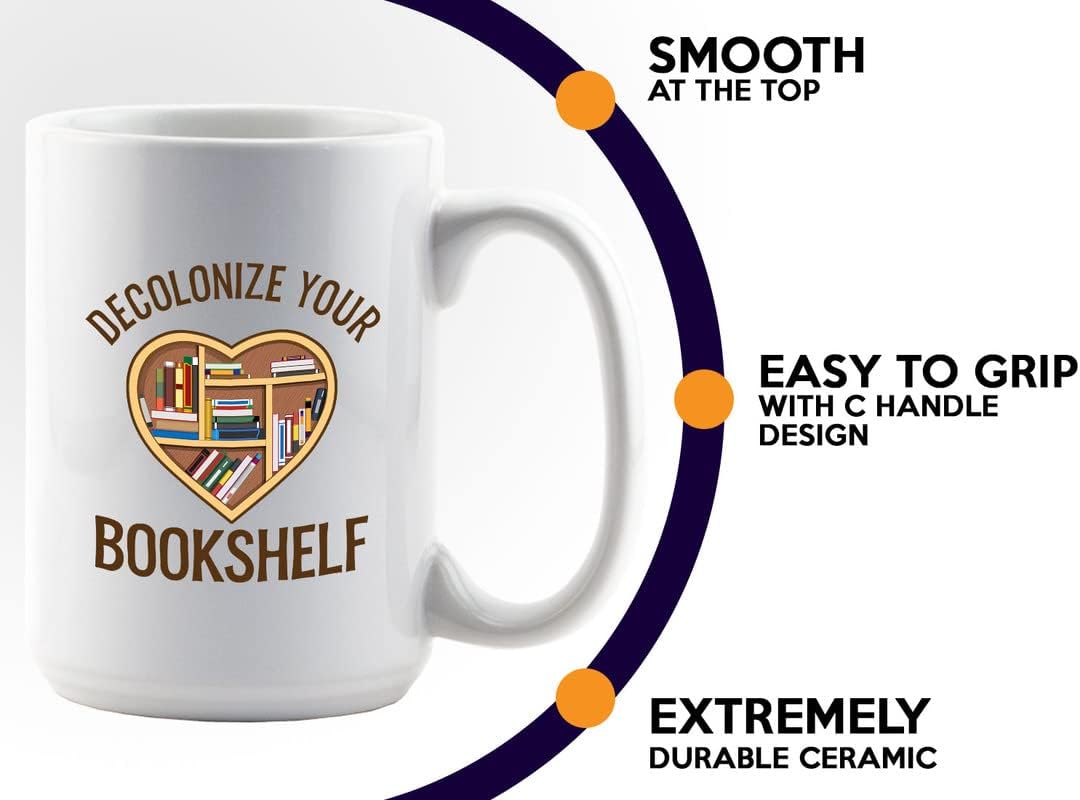 Book Lover Coffee Mug 15oz White - I Believe In My Shelf - Bookworm Philosophers Reader Editor Novelist Literature Storyteller Student
