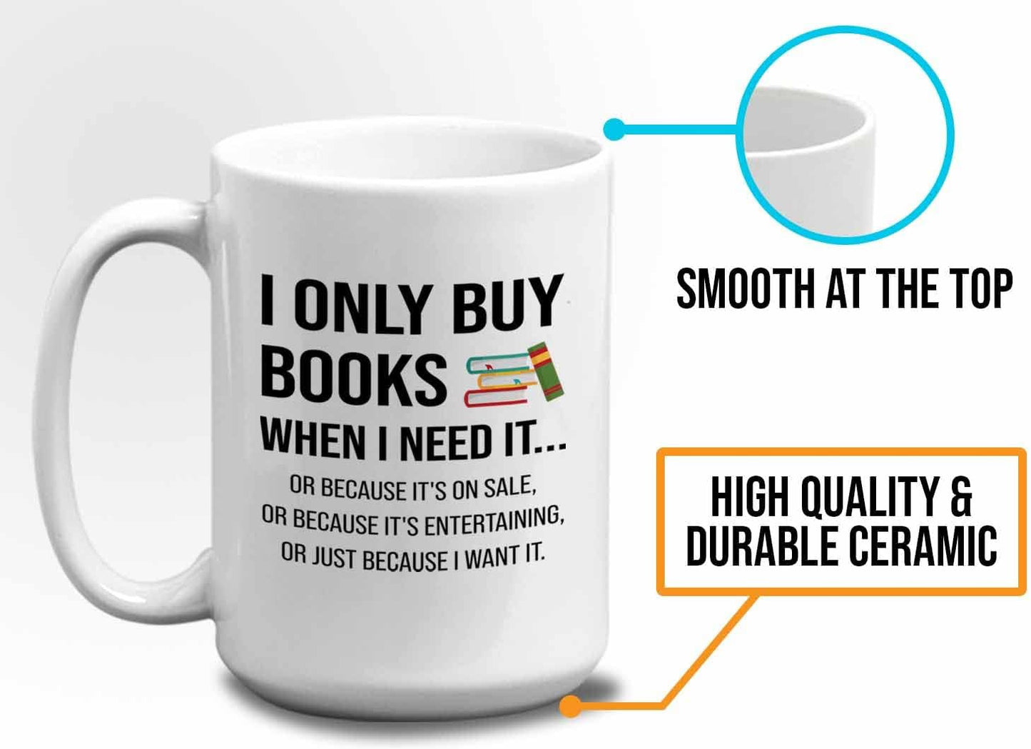 Bubble Hugs Book lovers Coffee Mug 15oz White - Only Buy Books - Author Writer Library Library Editor Introvert Book Lovers Cat Lover Chill Relax Bookworm Reading