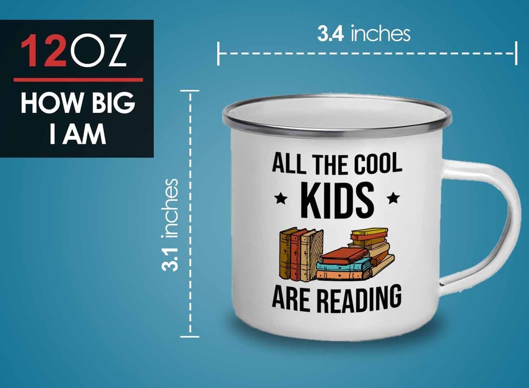 Reading Bookworm Camper Mug 12oz - All The Cool Kids Are Reading - Reading Reader Book Worm I Know Things Book Addict Book Lover Bookish Novelist Librarian Writer