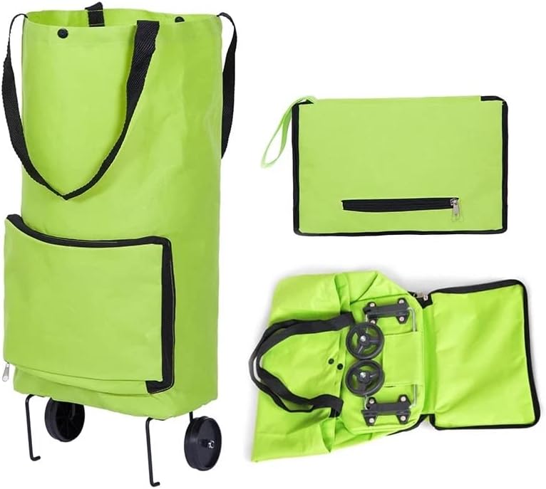 JSEIAJB New Folding Shopping Bag Shopping Buy Trolley Bag on Wheels Bag Buy Vegetables Shopping Organizer Portable Bag(E)