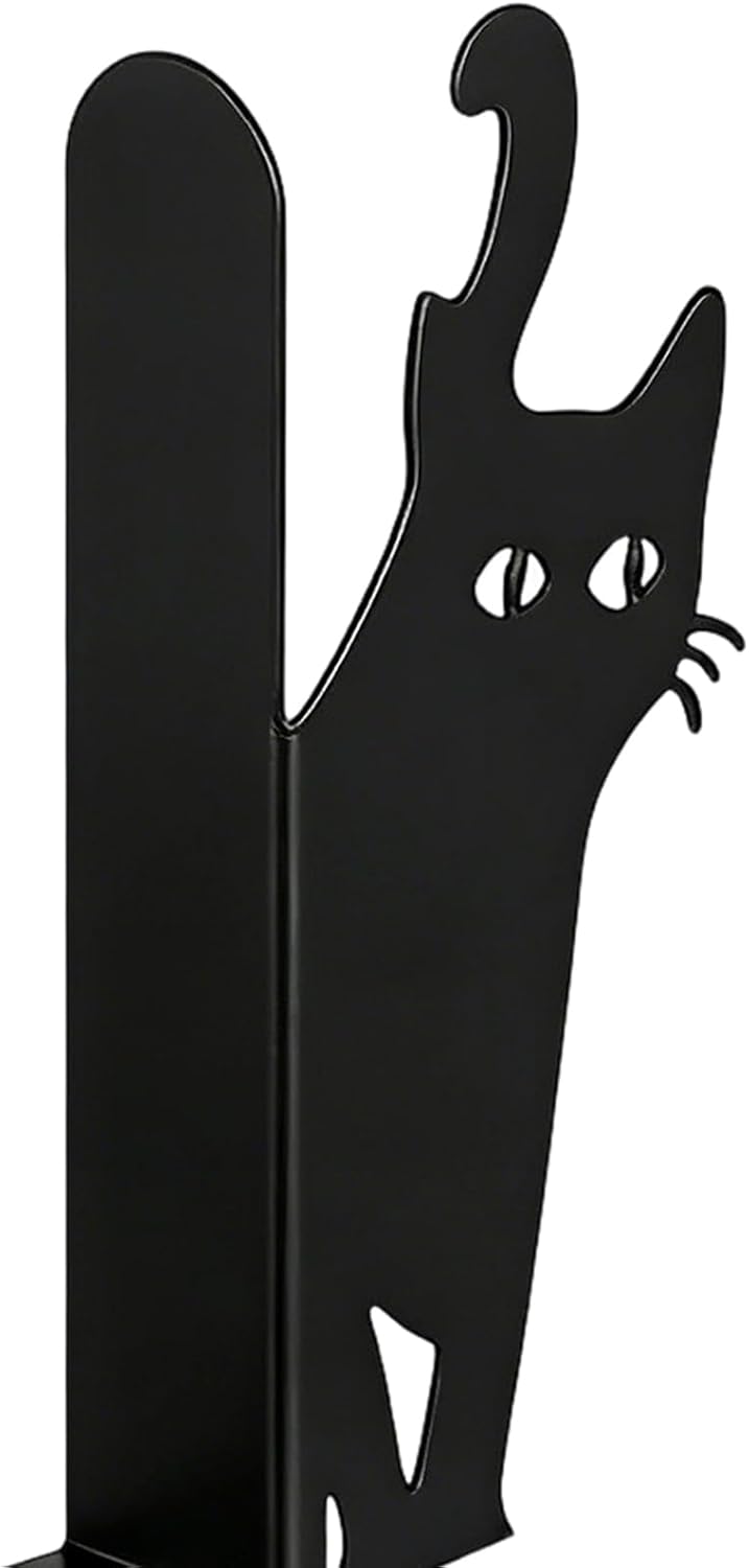 Metal Book Ends - Non-Slip Peeping Cat Holder | Cute Bookends - for Reading Enthusiasts Bookshelf Bookcase Desk Home Bedroom