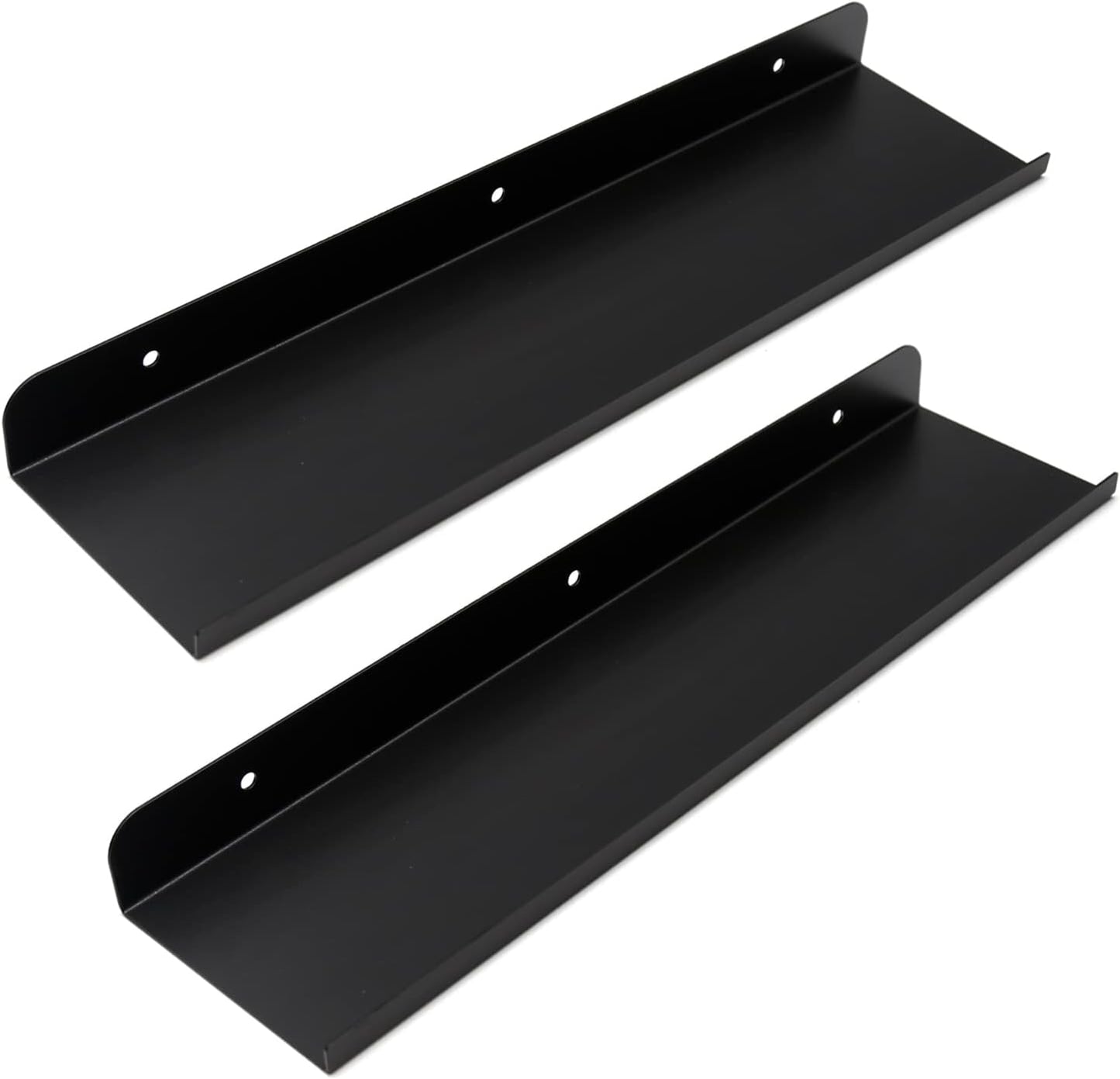 Anxingo Floating Shelves Wall Mounted Bathroom Shelf, Metal Wall Mounted Small Display Shelves, Floating Wall Shelves Shelf Display Storage Wall Mount Home Decor, Matte Black, 2 Pack (16.14" x 3.9")