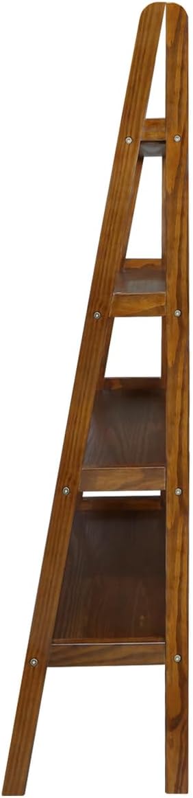 Casual Home 100% Solid Wood 4-Shelf Ladder Bookcase, Standard, 60" H, Warm Brown