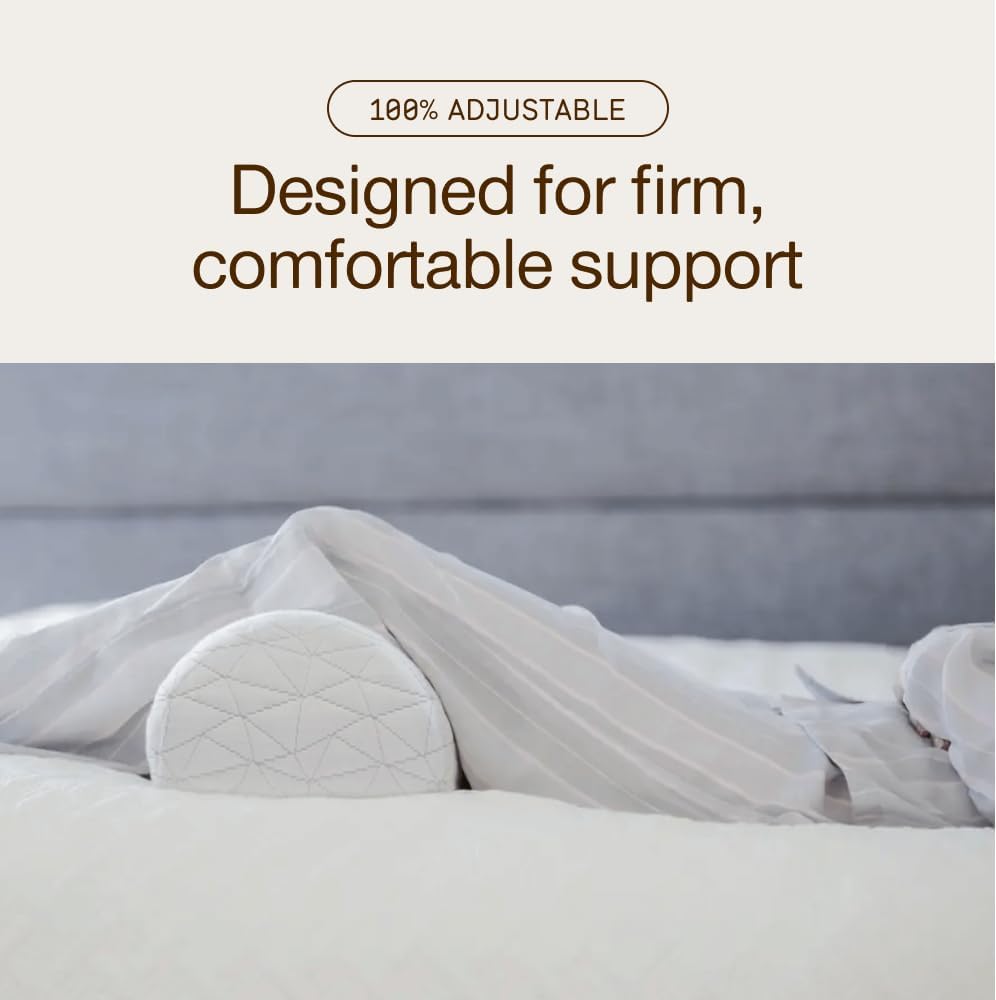 Coop Home Goods Four Position Adjustable Support Pillow, 21 x 8 Half-Moon Shape with Memory Foam Insert, Wedge Pillow for Knee, Leg, Neck, Lumbar and Pressure Points Support