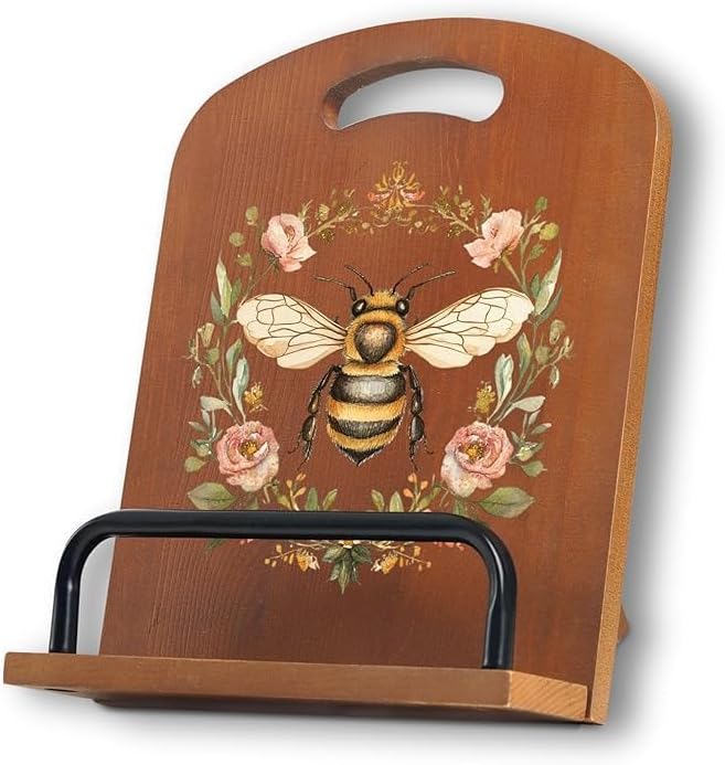 InnoBeta Bee Gifts for Women, Cookbook Stand for Kitchen Counter, Perfect Gifts for Bee Lovers on Birthday, Adjustable Tablet Recipe Book Holder, Unique Kitchen & Home Decor