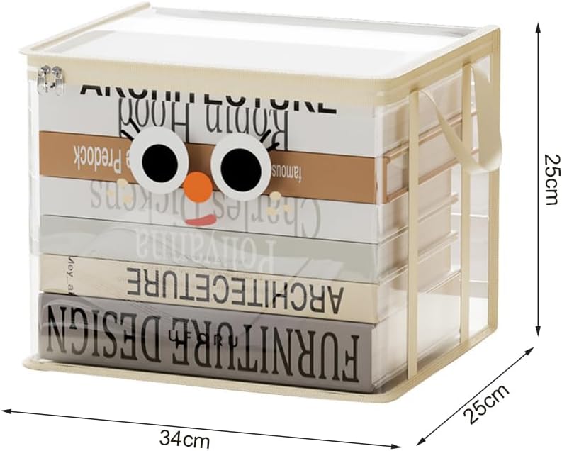 Storage Bags for Book, Transparent Clothes Storage Bag with Zipper, Waterproof Organizer Bags, Clear Plastic Holders with Carrying Handles, for Books, CDs, Clothes, Toys(3 Pcs)
