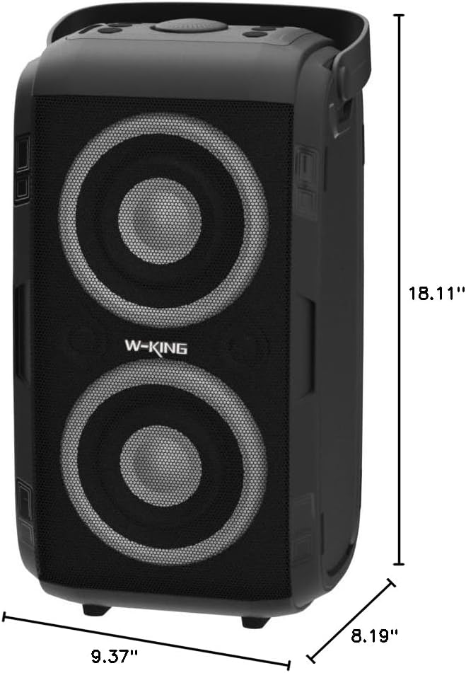 W-KING Party Bluetooth Speaker Boom Box, 180W Max Big Large Loudest Wireless Outdoor Portable Speaker 4 Drivers with 2*4.04'' Subwoofer, 80W HD Huge 105dB Pulse Natur Deep Bass, IPX5/24H/EQ/USB/TF/AUX