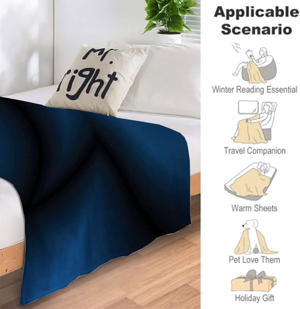 Household Blanket, Deep Ocean Themed Dark Blue Colored, Soft WarmNavy Blue Soft and Cozy Throw Blankets, 60 x 80inches, Assorted Styles, Dark Blue