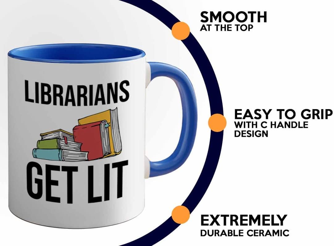 Book Lover 2Tone Blue Mug 11oz - Librarians get lit - Gifts for Book Club Readers Book Nerd Librarians Book Worm Bookish