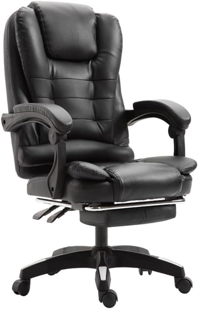 Genuine Leather Executive Office Chair with Adjustable Height Ergonomic Computer Swivel Lifting Handrail Desk Chairs for Meeting Room Lunch Break Reading