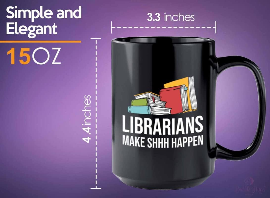 Book Lover Coffee Mug 15oz Black - make shh happen - Birthday Gifts for Readers Gifts for Book Lovers Girls Book Club