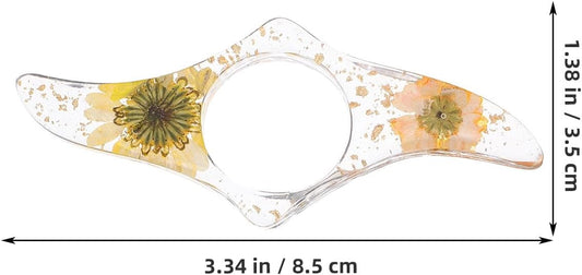 Multi-Function Thumb Page Holder Book Opener with Resin Flower Design, Yellow Orange Color, Reading Accessories for Hands-Free Book Support and Page Pressing