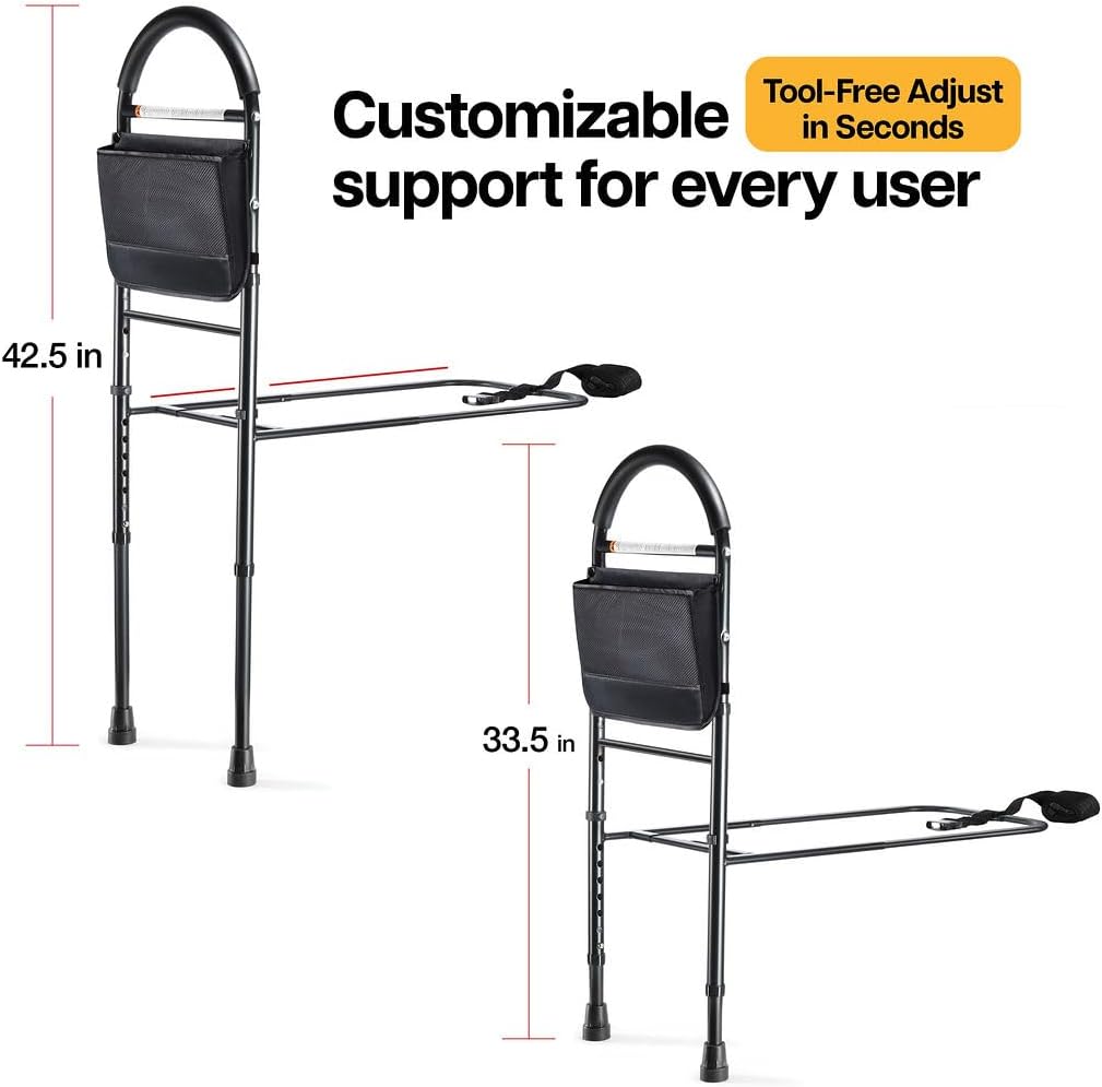 Medical king Bed Rails for Elderly Adults Safety Bed Assist Rails for Seniors with Adjustable Heights ASTM Approved Easy to get in or Out of Bed with Floor Support