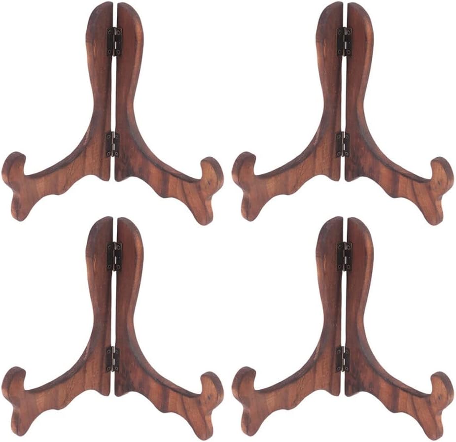 4Pcs Plate Tea Cake Display Stand Tea Biscuit Dish Easel Rack Desktop Display Holder for Plate Cookbooks Tea Cake Home Shop(E)
