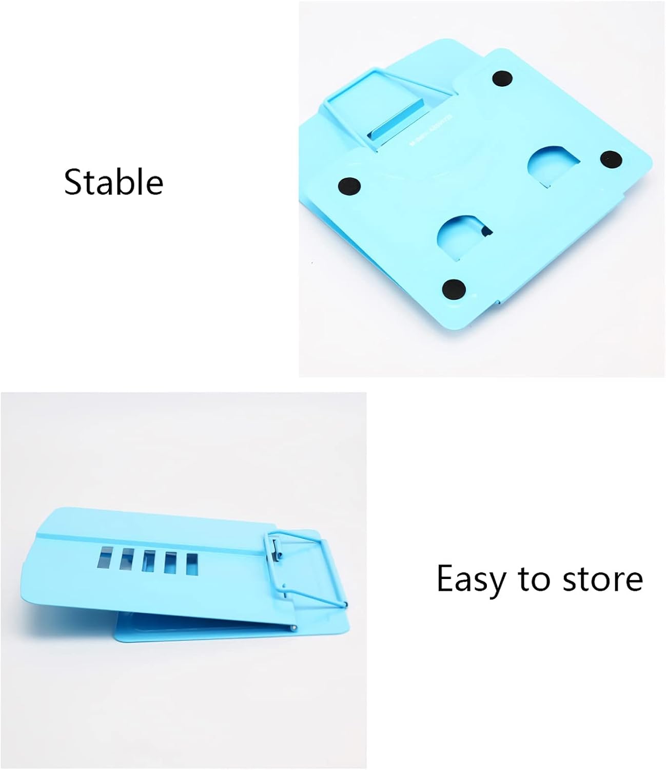Book Stands and Holders for Reading Metal Portable Book Stand, Textbook Cookbook Tablet Stands Holders, 8 x 7 x 8 inch Reading Stand Adjustable Height Book Stands for Kitchen and Office (Blue )
