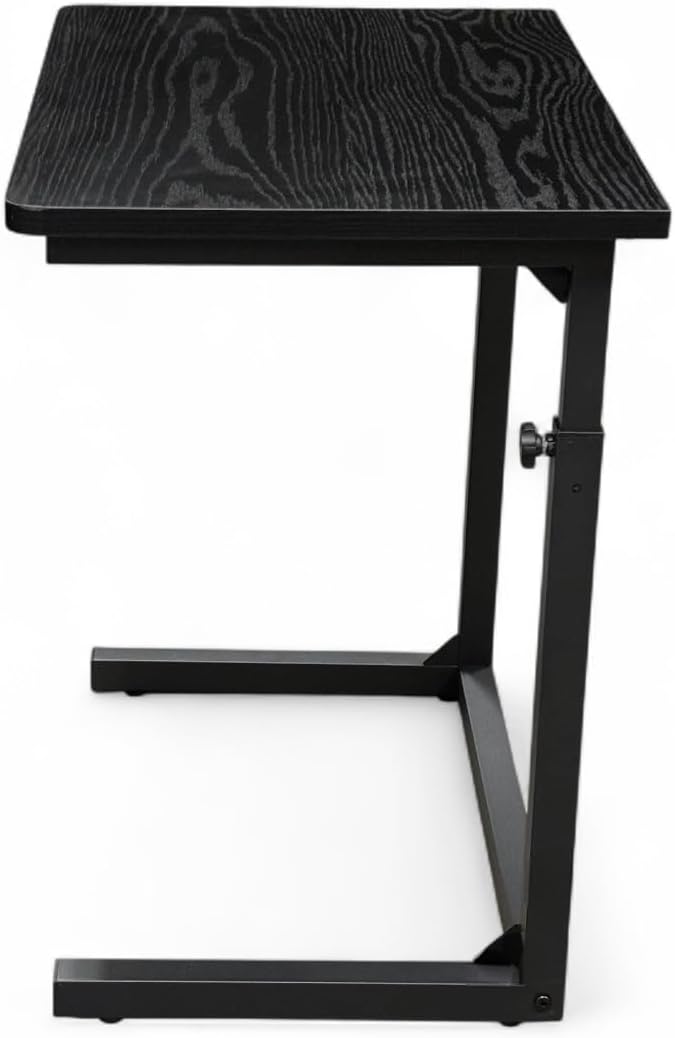 Height Adjustable C-Shaped Sofa Side Table, Laptop Table for Couch & Bed, Black