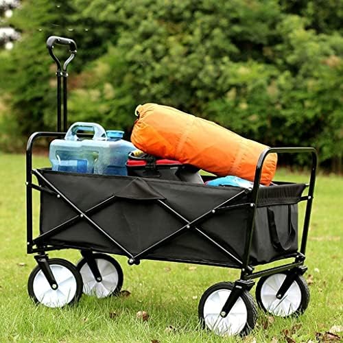 Portable Camping Cart,Utility Wagon Portable Camping Cart Hand Cart with 4 Wheels and Adjustable Push Handle Load-Bearing 100kg / 220lbs