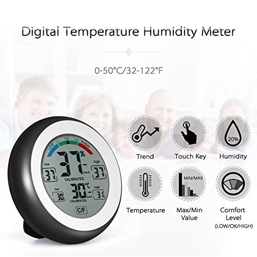 Digital Indoor Thermometer Hygrometer Touchscreen Temperature Gauge Humidity Monitor