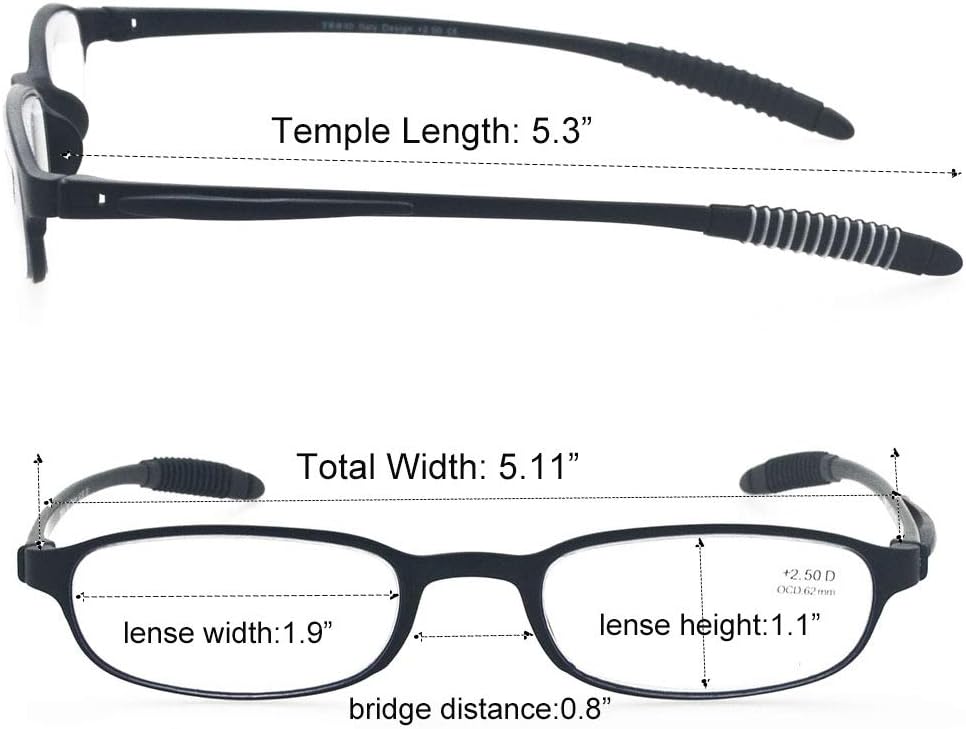 Computer Blue Light Blocking Reading Glasses(Flexible and Lightweight) Plastic Portable Readers